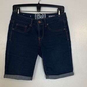 SO Women's Navy Blue Denim Bermudas